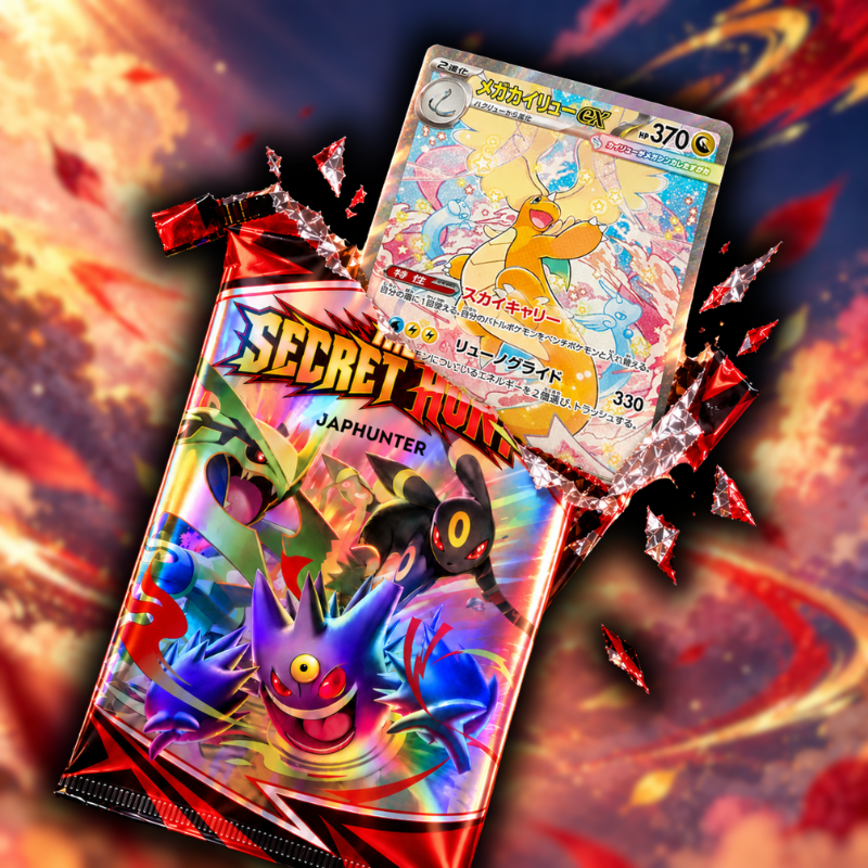 The Secret Hunt Booster | Japanischer Pokémon Mystery-Booster | 50 % Chance auf SR oder SAR
