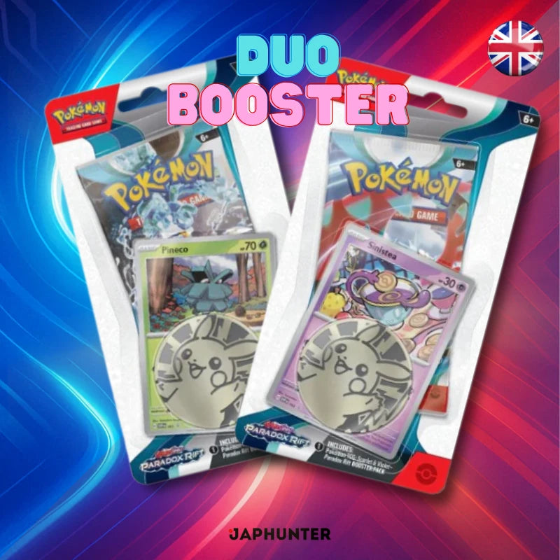 Pokémon Duo Booster – Paradox Rift (Pineco &amp; Sinistea Promo + Exklusive Münze) (ENG)