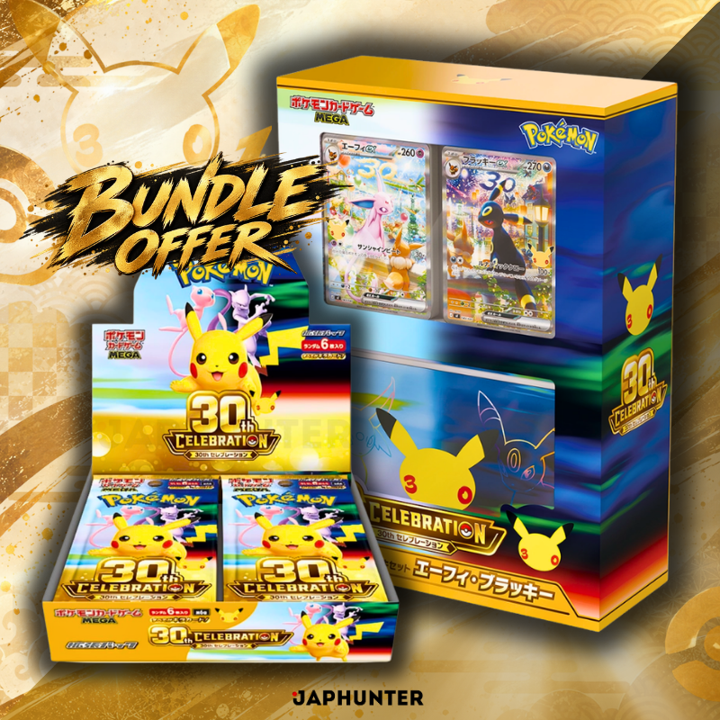Pokémon TCG 30th Celebration M6a Booster Box + Premium Deck Set Espeon & Umbreon Bundle (Japanese, Sealed)