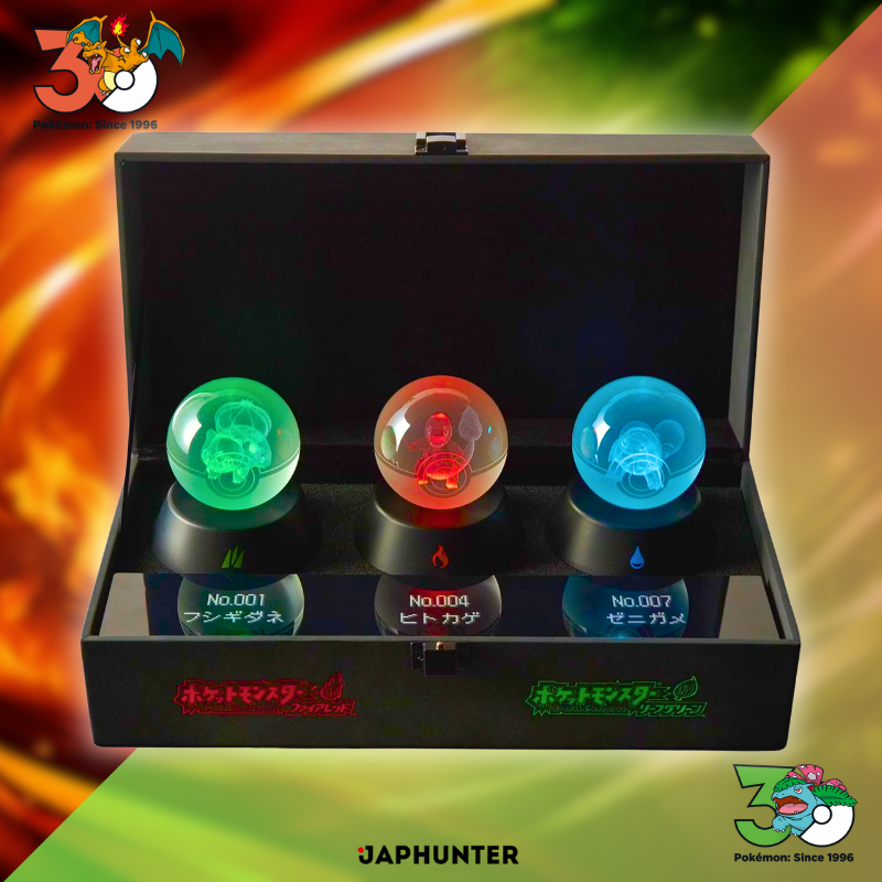 Pokémon Coffret Collector 30e anniversaire (Starters de Kanto + Orbes Cristal) et jeux numériques Vert Feuille et Rouge Feu